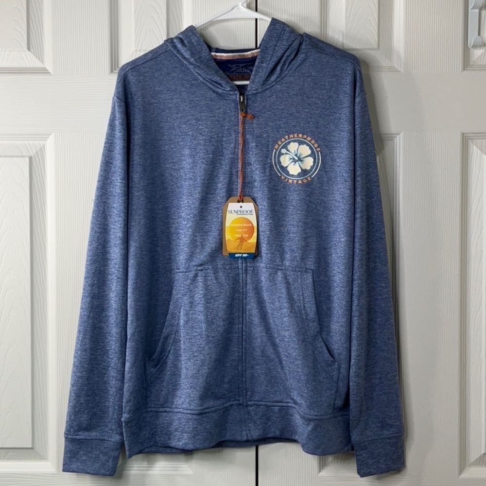 Original Weatherproof Vintage Sun Proof Blue Zip Up Hoodie Size M